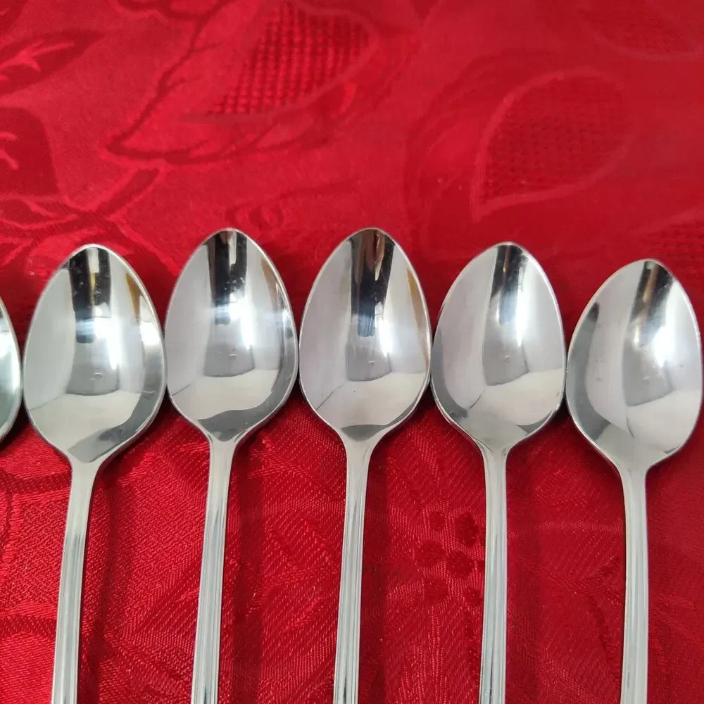 8X LH Tsp Colonial Shell Stainless Long Handled Tea Malt Spoons Korea